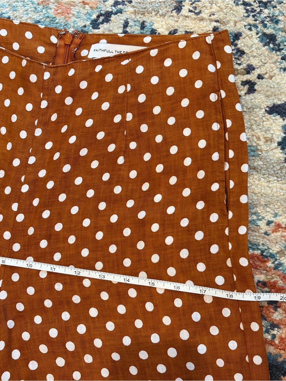 Anthro Faithfull Brown Polka Dot Wide-Leg Linen Pants Tomas Cropped pant 6 EUC - Picture 8 of 16